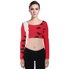 Watermelon Black Green Melon Red Velvet Long Sleeve Crop Top