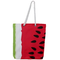 Watermelon Black Green Melon Red Full Print Rope Handle Tote (Large)