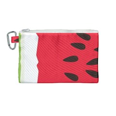 Watermelon Black Green Melon Red Canvas Cosmetic Bag (Medium)