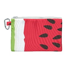 Watermelon Black Green Melon Red Canvas Cosmetic Bag (Large)