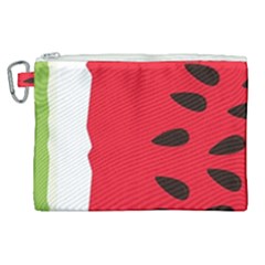 Watermelon Black Green Melon Red Canvas Cosmetic Bag (XL)