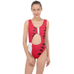 Watermelon Black Green Melon Red Center Cut Out Swimsuit