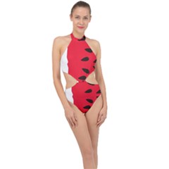 Watermelon Black Green Melon Red Halter Side Cut Swimsuit