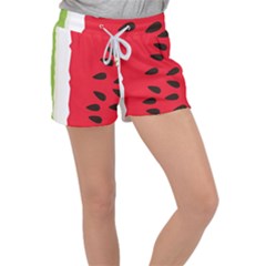 Watermelon Black Green Melon Red Women s Velour Lounge Shorts