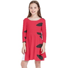 Watermelon Black Green Melon Red Kids  Quarter Sleeve Skater Dress