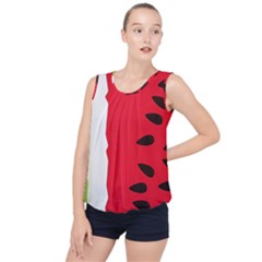 Watermelon Black Green Melon Red Bubble Hem Chiffon Tank Top