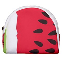 Watermelon Black Green Melon Red Horseshoe Style Canvas Pouch