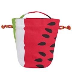 Watermelon Black Green Melon Red Drawstring Bucket Bag