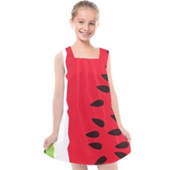 Watermelon Black Green Melon Red Kids  Cross Back Dress