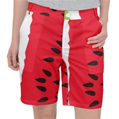 Watermelon Black Green Melon Red Women s Pocket Shorts