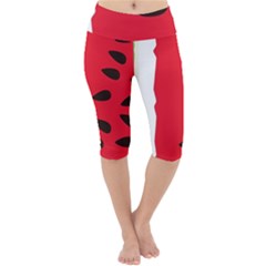 Watermelon Black Green Melon Red Lightweight Velour Cropped Yoga Leggings