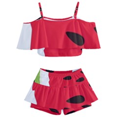 Watermelon Black Green Melon Red Kids  Off Shoulder Skirt Bikini