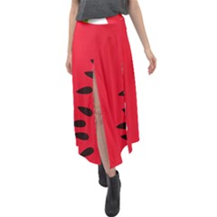 Watermelon Black Green Melon Red Velour Split Maxi Skirt