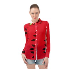 Watermelon Black Green Melon Red Long Sleeve Chiffon Shirt