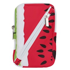 Watermelon Black Green Melon Red Belt Pouch Bag (large) by Cemarart