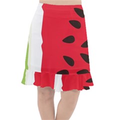 Watermelon Black Green Melon Red Fishtail Chiffon Skirt