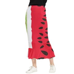 Watermelon Black Green Melon Red Maxi Fishtail Chiffon Skirt