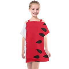 Watermelon Black Green Melon Red Kids  One Piece Chiffon Dress