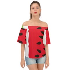 Watermelon Black Green Melon Red Off Shoulder Short Sleeve Top