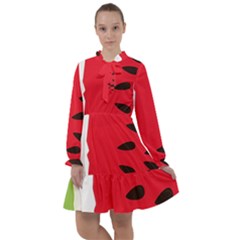 Watermelon Black Green Melon Red All Frills Chiffon Dress