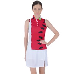 Watermelon Black Green Melon Red Women s Sleeveless Polo T-Shirt