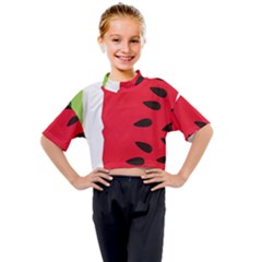 Watermelon Black Green Melon Red Kids Mock Neck T-Shirt