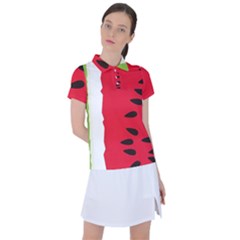 Watermelon Black Green Melon Red Women s Polo T-Shirt