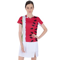 Watermelon Black Green Melon Red Women s Sports Top by Cemarart