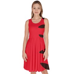 Watermelon Black Green Melon Red Knee Length Skater Dress With Pockets