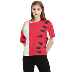 Watermelon Black Green Melon Red One Shoulder Cut Out T-Shirt