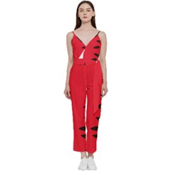 Watermelon Black Green Melon Red V-Neck Camisole Jumpsuit