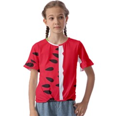 Watermelon Black Green Melon Red Kids  Cuff Sleeve Scrunch Bottom T-Shirt