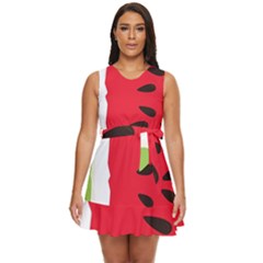 Watermelon Black Green Melon Red Waist Tie Tier Mini Chiffon Dress