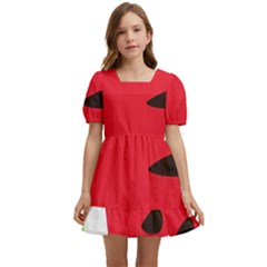 Watermelon Black Green Melon Red Kids  Short Sleeve Dolly Dress