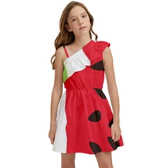 Watermelon Black Green Melon Red Kids  One Shoulder Party Dress