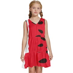 Watermelon Black Green Melon Red Kids  Sleeveless Tiered Mini Dress