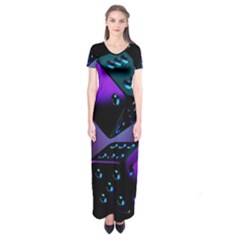 3d Love Ludo Game Short Sleeve Maxi Dress