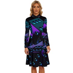 3d Love Ludo Game Long Sleeve Shirt Collar A-line Dress by Cemarart