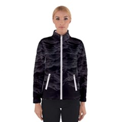 Black Sea Minimalist Dark Aesthetics Vaporwave Women s Bomber Jacket