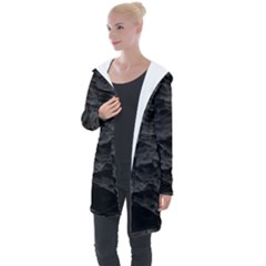 Black Sea Minimalist Dark Aesthetics Vaporwave Longline Hooded Cardigan by Cemarart