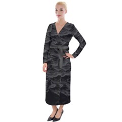 Black Sea Minimalist Dark Aesthetics Vaporwave Velvet Maxi Wrap Dress