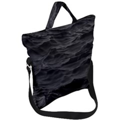 Black Sea Minimalist Dark Aesthetics Vaporwave Fold Over Handle Tote Bag by Cemarart