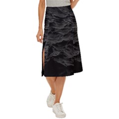 Black Sea Minimalist Dark Aesthetics Vaporwave Midi Panel Skirt by Cemarart