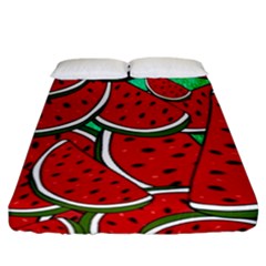 Summer Watermelon Fruit Fitted Sheet (california King Size) by Cemarart