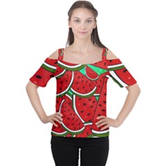 Summer Watermelon Fruit Cutout Shoulder T-shirt