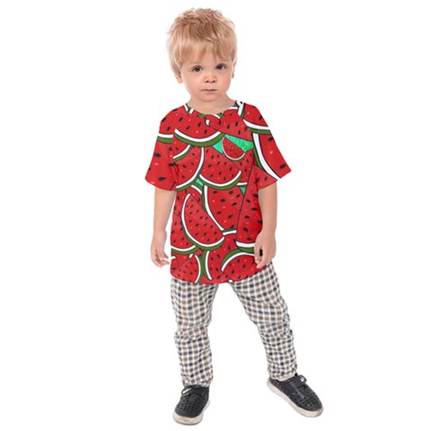 Summer Watermelon Fruit Kids  Raglan T-shirt by Cemarart