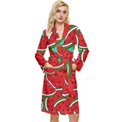 Summer Watermelon Fruit Long Sleeve Velvet Robe by Cemarart