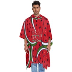 Summer Watermelon Fruit Men s Hooded Rain Ponchos by Cemarart