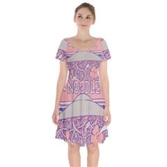 Ramen Kawaii Aesthetic Pink Short Sleeve Bardot Dress