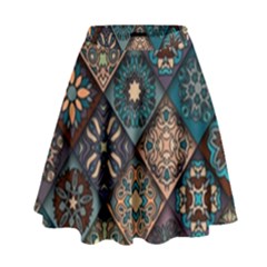 Flower Texture Background Colorful Pattern High Waist Skirt